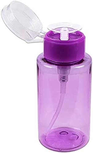 7oz Purple Push Down Pump Dispenser Empty Refillerble Bottle with Flip Top Cap - for Nail Polish, Travel, Cosmetics Packaging