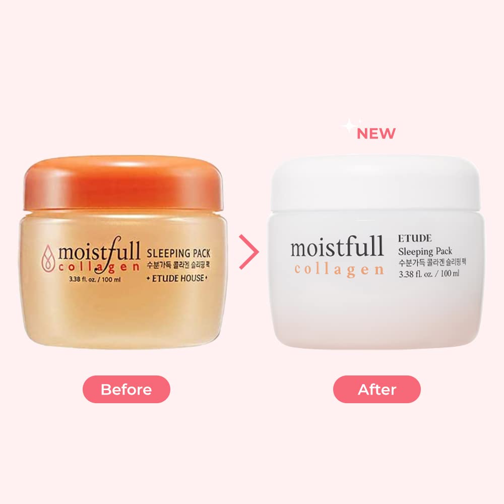 ETUDE Moistfull Collagen Sleeping Pack, Face Moisturizer, Night Cream, Super Collagen Water, Baobab Oil, Gel Texture, Deep Hydration, Korean Skin Care, Beauty (3.38 Fl Oz)