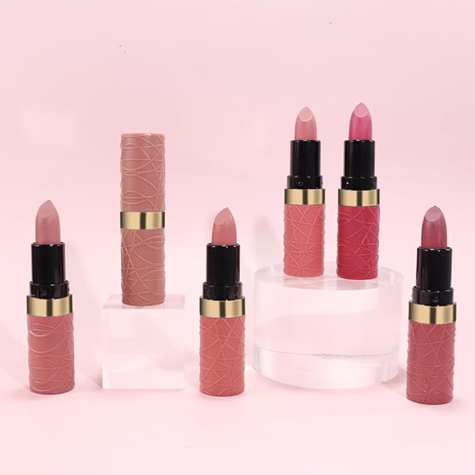 6Pcs Nude Pink Brown Ruby Red Wine Red Purple Matte Lipstick Set for Women Long Lasting Waterproof Moisturizing Lipsticks for Older Women 24 Hours Lip Stick Lip Stain Makeup Gift Kit,Lip Makeup Vegan