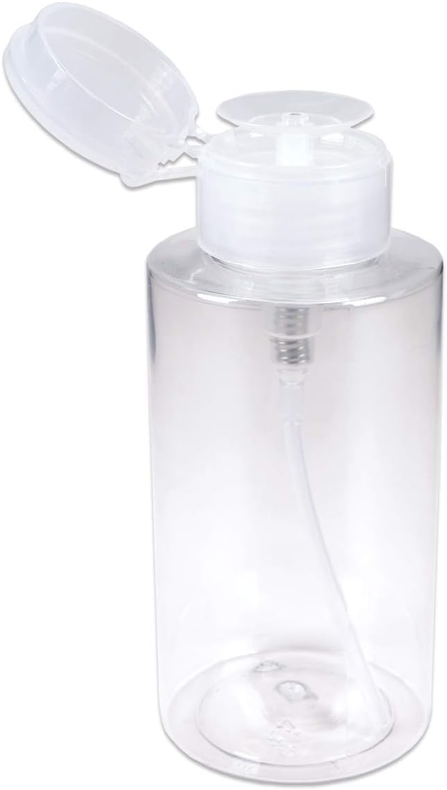 10oz Clear Push Down Pump Dispenser Empty Refillerble Bottle with Flip Top Cap - for Nail Polish, Travel, Cosmetics Packaging