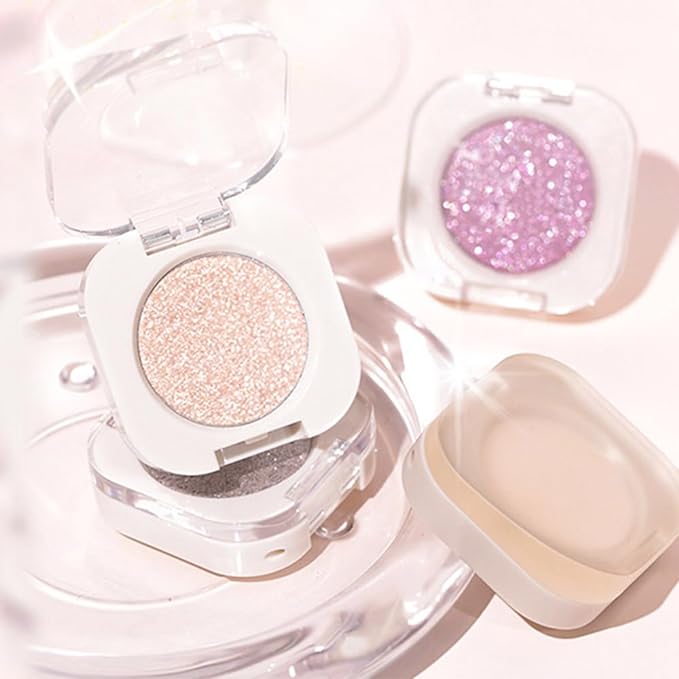Single Nude Gold Brown Shimmer Eyeshadow,Bright Intense Monochrome Eye Shadow,Apply Makeup Easily,Glitter Pressed Powder Single Eyeshadow,24 Hour Eye Makeup Longwear Waterproof