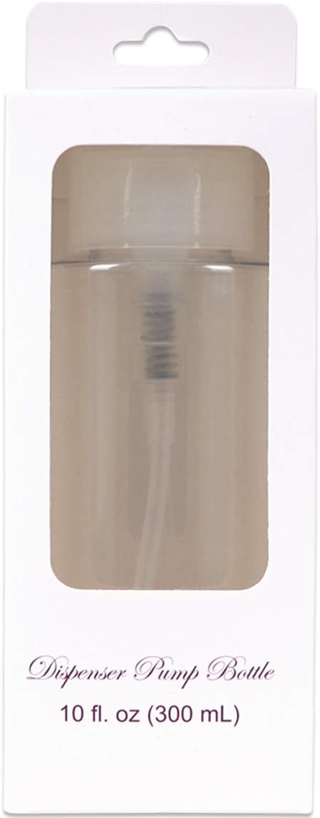 10oz Clear Push Down Pump Dispenser Empty Refillerble Bottle with Flip Top Cap - for Nail Polish, Travel, Cosmetics Packaging