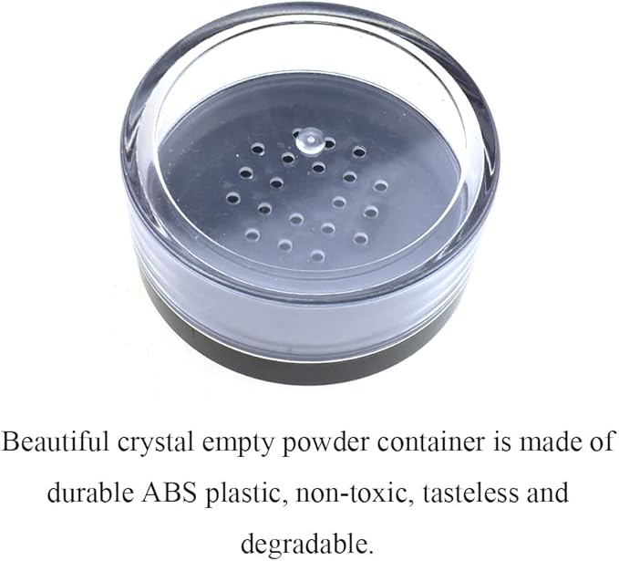 HAHIYO 3Pcs 30ml/1oz Plastic Empty Travel Compact Case Makeup Cosmetic Jar Refillable Powder Box No Leak Holder with Common Sifter and Black Screw Lid
