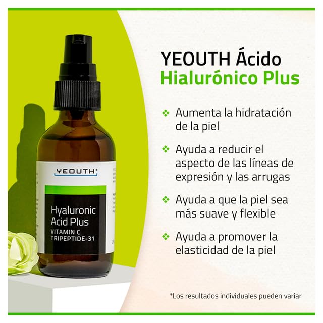 YEOUTH Hyaluronic Acid Serum for Face with Vitamin C, Hydrating Face Serum for Women & Men, Minimize the Look of Wrinkles, Patchy & Dull Skin 1oz