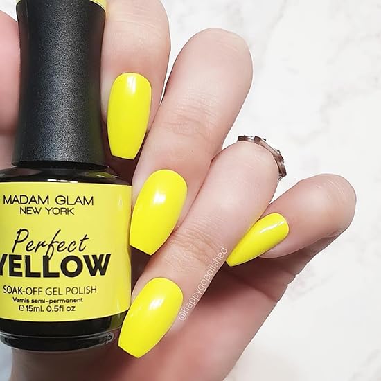 Madam Glam Perfect Yellow Hema Free Soak-Off Gel 15 ml bottle Suitable for UV and Led lamp