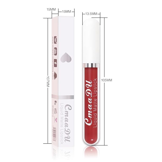evpct 1Pcs Mauve Plum Red Liquid Matte Lipstick Lipgloss Set for Women, labiales mate 24 horas originales matte larga duracion 24 Hour Lipstick Lip Stains Long Lasting Waterproof 24, 02#