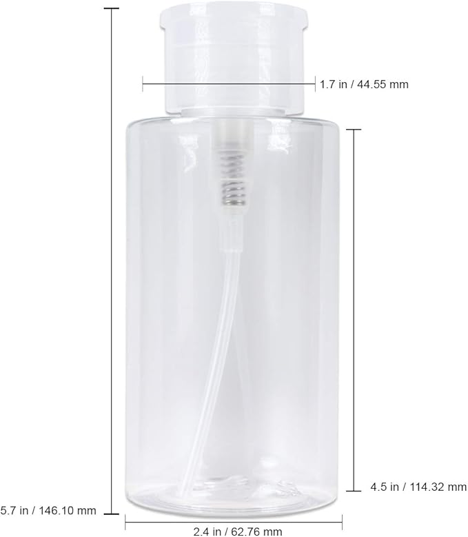 10oz Clear Push Down Pump Dispenser Empty Refillerble Bottle with Flip Top Cap - for Nail Polish, Travel, Cosmetics Packaging