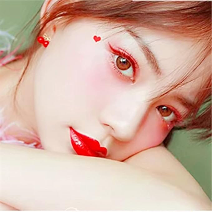 Go Ho Red Liquid Eyeliner Stamp,Heart Stamp Eyeliner Red Makeup,Halloween Costumes Makeup,Double-Seal Waterproof Eyeliner Pen,Long-lasting Smudge-proof Eye Liner Makeup Tools,1 PC