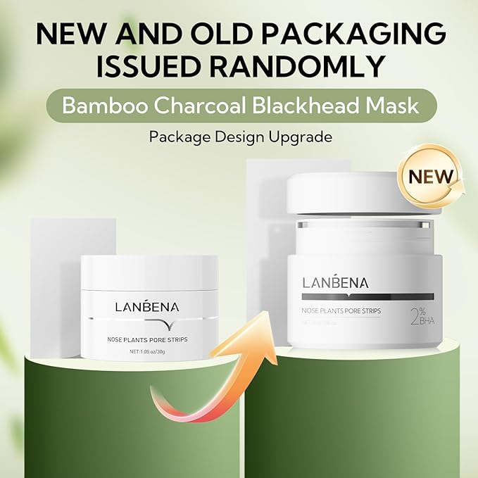 LANBENA 2.0 Blackhead Remover, Nose Plants Pore Strips Deep Cleansing Peel off Mask with Salicylic Acid, Amazonian White Clay, 60Pcs Nose Strips Black Heads Remover from Face