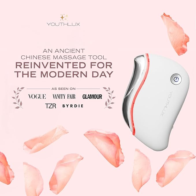 ProSculpt Heated Gua Sha Facial Massager – Electric Guasha Tool for Face Sculpting, Relaxation & Skincare | Soothing Vibration Facial Massage Tool with Contoured Design (White)
