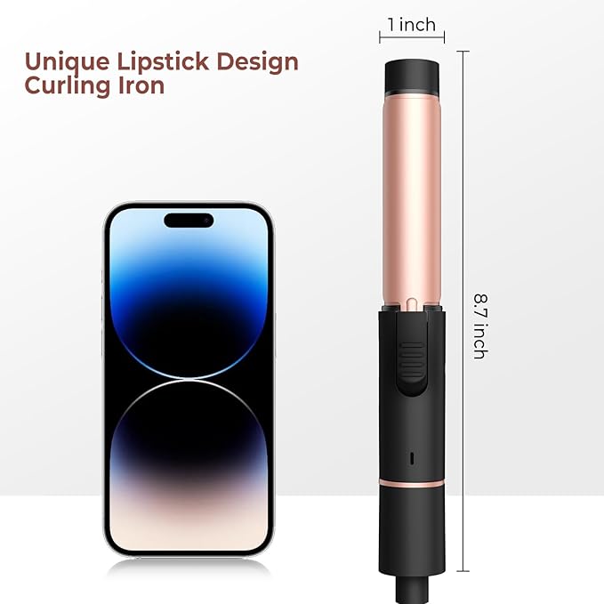 MIni Curling Iron 1 inch,Double Voltage Travel Curling Iron Mini, Hot Tools Curling Irons for Short Hair, Small Curling Wand for Women,60 Min Auto-Off,Curling Wand for Versatile Style