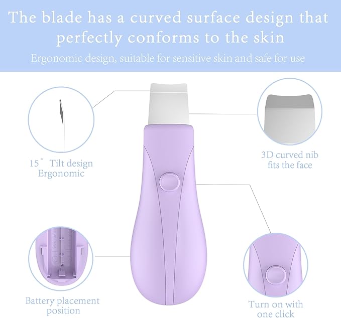 Skin Scrubber Face Spatula Skin Spatula Pore Cleaner Blackhead Remover Tools for Facial Deep Cleansing Skin Care Tool for Men and Women (Purple)