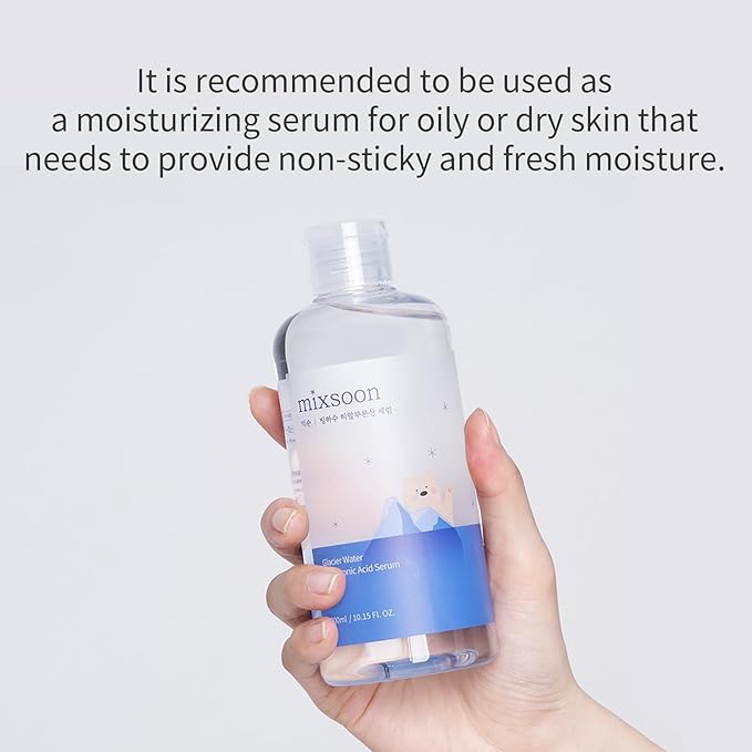 mixsoon Glacier Water Hyaluronic Acid Serum - Non-greasy Hydration Booster, Firming Facial Serum For Radiant, Dewy Skin - Korean Serum for Glass Skin (3.38 fl.oz / 100ml)
