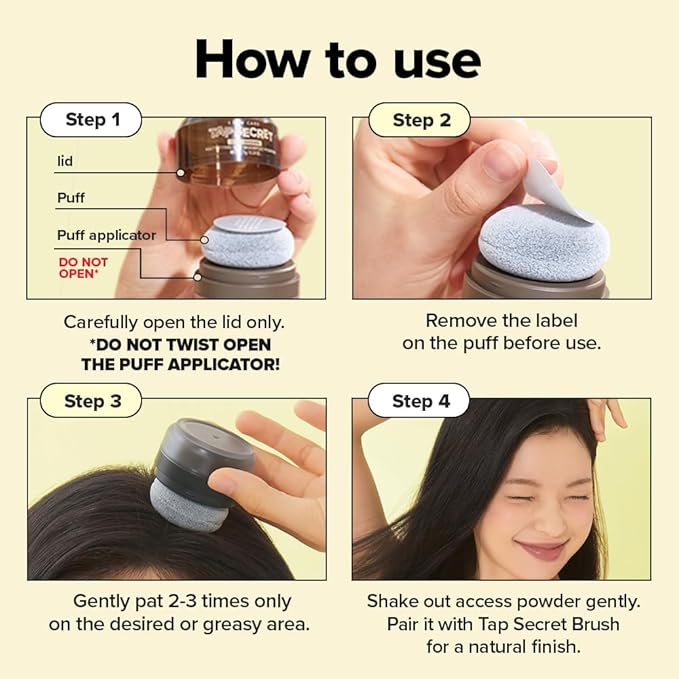 I DEW CARE Biotin Clarifying Dry Shampoo - Tap Secret Black | Strengthening & Volumizing, Powder Type, Refillable, Travel size, Non-aerosol, Black Hair, Korean Ginseng, 0.24 Oz