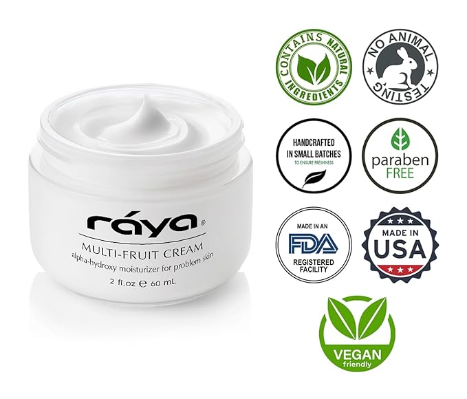 Raya Multi-Fruit Cream with AHA (G-323) | Light, Moisturizing Facial Treatment for Oily and Break-Out Skin | Helps Prevent Black-Heads, White-Heads, and Inflammation | Made with Alpha Hydroxy Acids