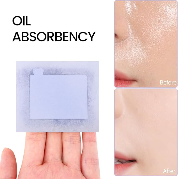 Erinde Oil Blotting Sheets for Face with Mirror and Puff, 300 Sheets Oil Blotting Paper for Oily Skin, Face Oil Absorbing Sheets, Natural Oil Control Film, Absorb Excess Oil, Makeup Friendly