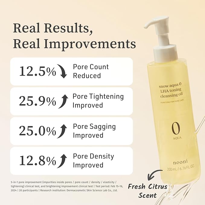 NOONI Facial Cleanser - Snow Aqua 0 LHA Toning Cleansing Oil *2ea | Makeup Blackhead Remover, Pore Control, Glass Skin, Help Control Sebum, Revitalizing, Mother's Day, 6.76 Fl Oz x 2