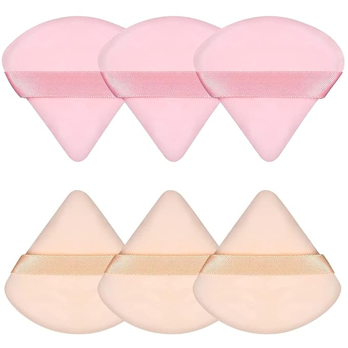 Pimoys 6 Pieces Powder Puff Face Triangle Makeup Sponge Soft Powder Puffs for Loose Powder Foundation Sponge Setting Powder Puff Makeup Tool, Stocking Stuffers Gift for Women