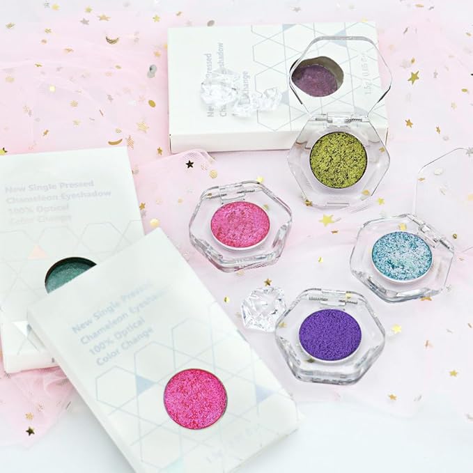 evpct Frost Blue to Purple Chameleon Multichrome Eyeshadow Palette, Glitter Shimmer Metallic Rainbow Holographic Eyeshadow Palette Makeup for Old Women, Gothic Eye Shadow Palette Makeup Highlighter