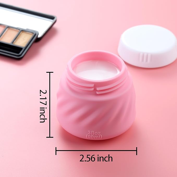 Gemice Silicone Cream Jars TSA Approved Travel Size Containers with Toiletry Bag, Wide Mouth Leak-proof Travel Accessories with Lid for Cosmetic Cream (4 Pack)