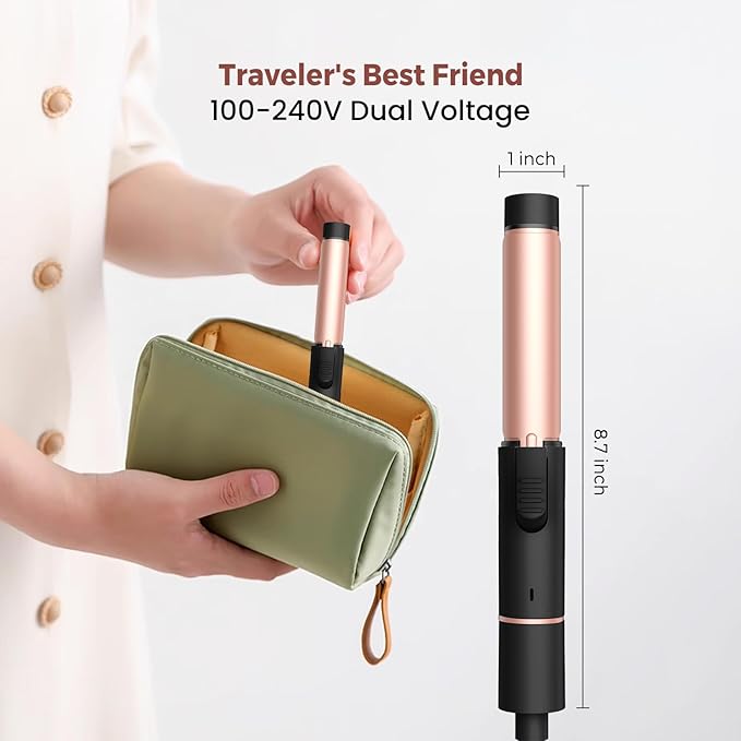 MIni Curling Iron 1 inch,Double Voltage Travel Curling Iron Mini, Hot Tools Curling Irons for Short Hair, Small Curling Wand for Women,60 Min Auto-Off,Curling Wand for Versatile Style