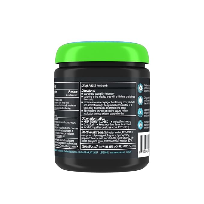 Oxy Deep Pore Acne Facial Cleansing Pads, Maximum Strength 2% Salicylic Acid Stubborn Acne Treatment, Fights Breakouts, Exfoliates, Unclogs Pores, Treats Blackheads - 90 Pads (3)