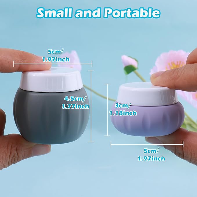 GLAMFIELDS TSA Approved 2pcs 1.7oz+3pcs 1oz Travel Size Silicone Jars BPA Free, Leak-proof Travel Essentials with Lid for Cosmetic, Face, Hand, Body Cream Grey (5Pack)