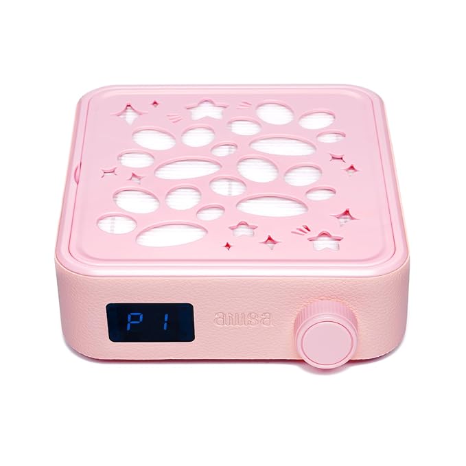 AILLSA Nail Dust Collector: Professional Powerful Suction Dust Collector Nail Tech Adjustable Speed with LED Display & Brush & Filter Paper for Acrylic Gel Nail Polish Manicure Salon & Home Use(Pink)