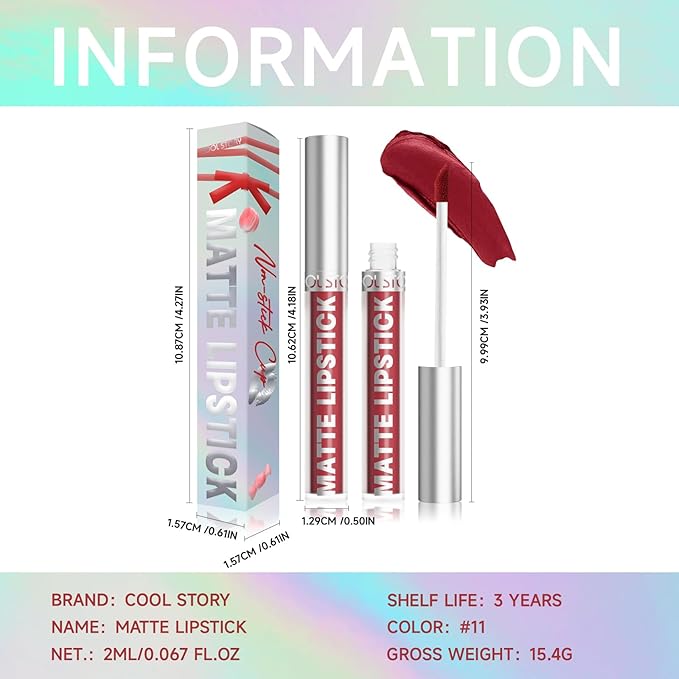 Matte Lip Gloss Stain Color Tint Long-Lasting Waterproof Formula (11)