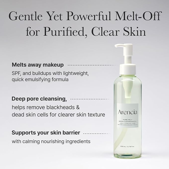 Pore Melt Mochi Makeup-Removing Cleansing Oil, Non-Comedogenic, Rice Amino Acids HD, Vitamin E, Cica, & Ceramide, 6.76 fl oz