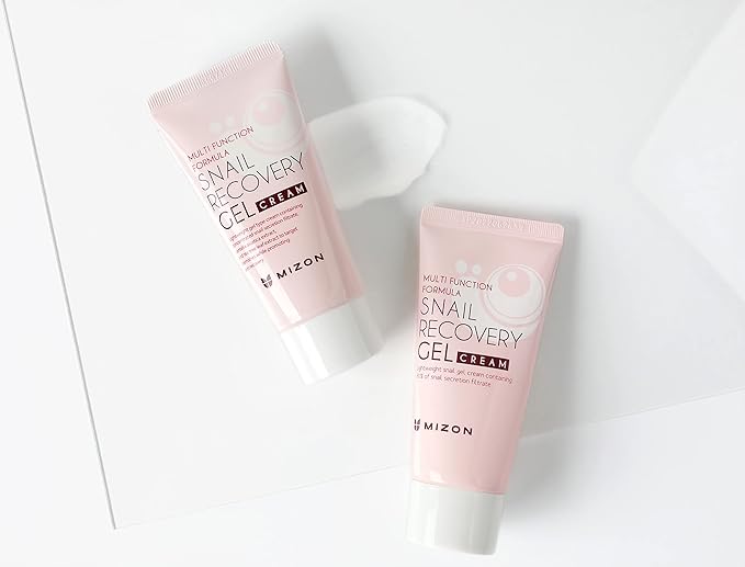 MIZON Set of Two Snail Recovery Gel Cream Snail Mucin for Fine Lines Skin Elasticity Moisture Fragrance-Free Korean Skincare(45ml 1.52 fl.oz -Pack of 2)