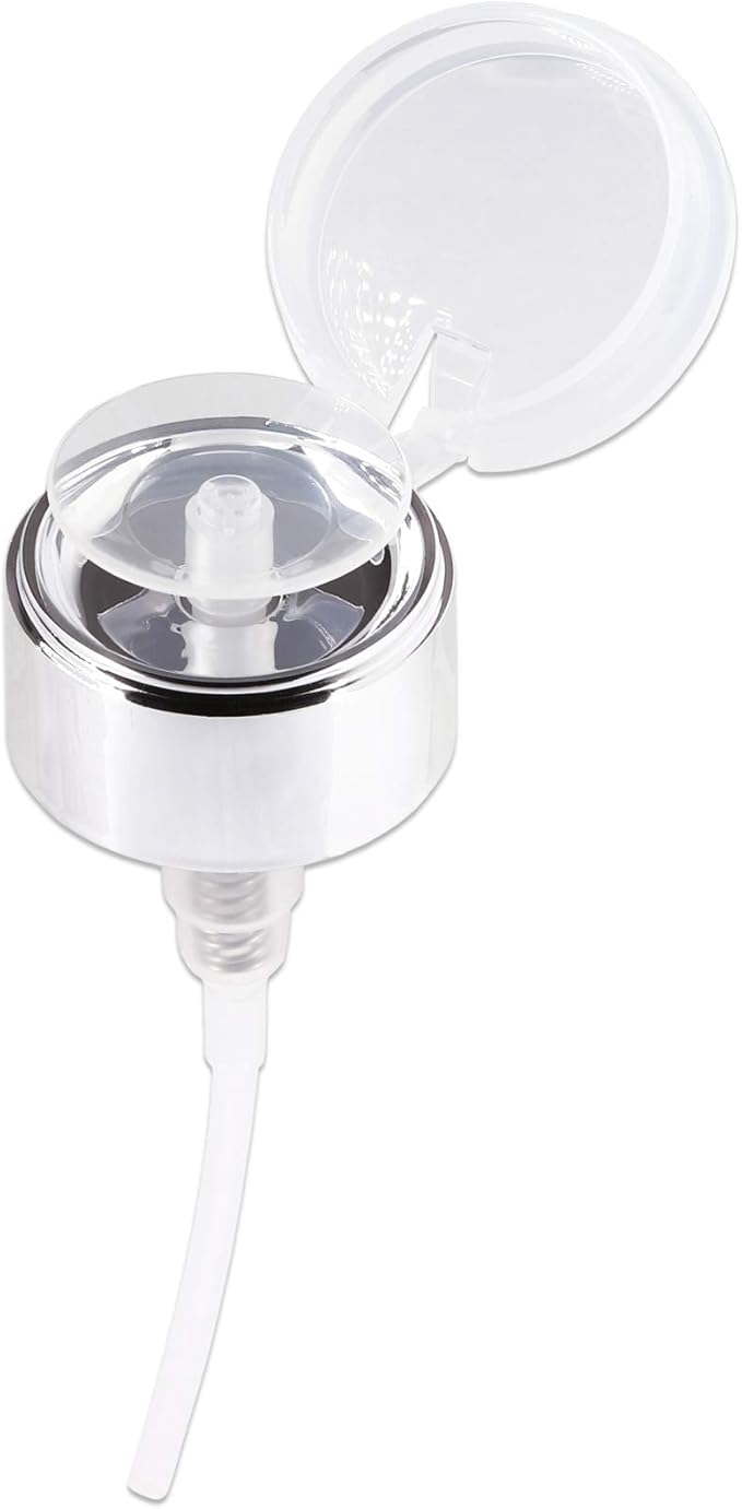 7oz Silver Push Down Pump Dispenser Empty Refillerble Bottle with Flip Top Cap - for Nail Polish, Travel, Cosmetics Packaging