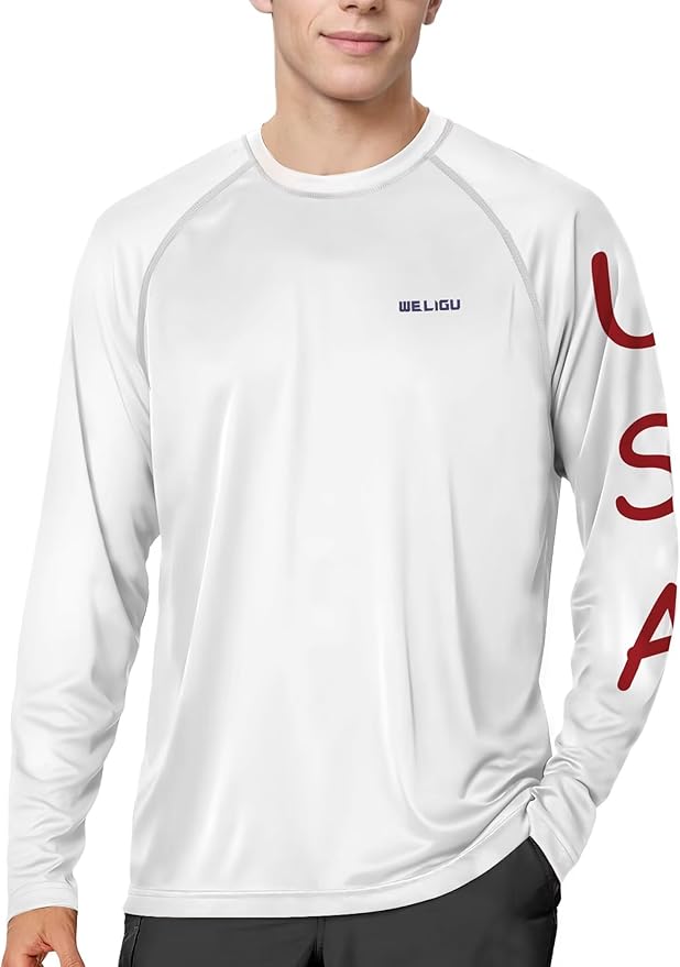 Men's Swim UPF 50+ Sun Protection Shirt Long Sleeve SPF Fishing Outdoor UV Hiking Lightweight Shirts