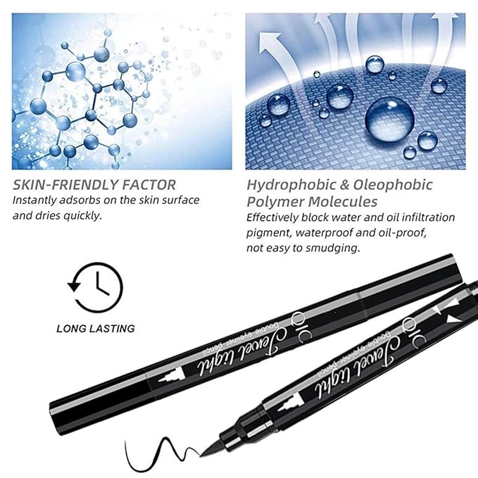 Go Ho Black Liquid Eyeliner Stamp,Eyeliner Stamp Wingliner,Winged Eyeliner Stamp for Cat Eyes,Double-Side Waterproof Liquid Eyeliner Pen,Long-lasting Smudge-proof Eye Liner Makeup Tools,1 PC