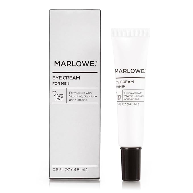 MARLOWE. No. 127 Mens Eye Cream with Vitamin C, Caffeine and Moisturizing Squalane for Puffiness, Wrinkles & Dark Circles, Targeted Under Eye Skin Care, 0.5 FL Oz