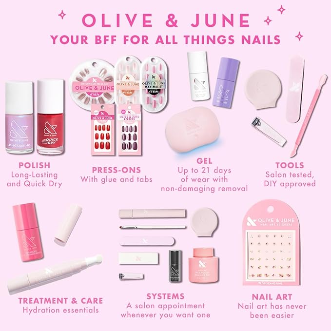 Olive & June Gel Summer Brights Nail Polish Set | UV LED Nail Lamp Needed | 5 Neon Shades: Time to Re-Apply, Cancel My Return Flight, OOO 4Eva, Permanent Vacation, Wish You Were Here