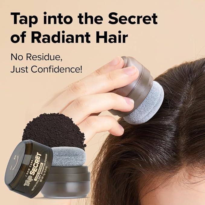 I DEW CARE Tap Secret Dry Shampoo Powder with Biotin - Tap Secret Dark Brown Duo Set | Strengthening & Volumizing, Refillable, Travel size, Non-aerosol, Brunette, Korean Ginseng, 0.24 Oz * 2ea