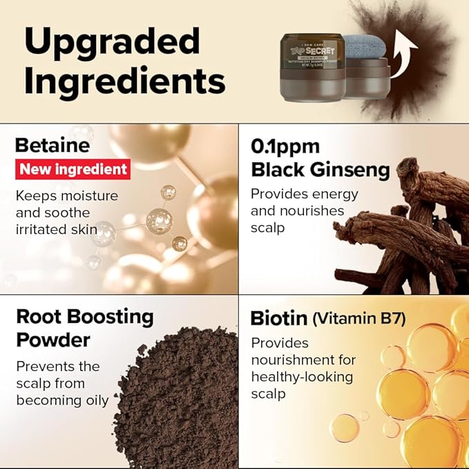 I DEW CARE Tap Secret Dry Shampoo Powder with Biotin - Tap Secret Medium Brown | Strengthening & Volumizing, Powder Type, Refillable, Travel size, Non-aerosol, Brunette, Korean Ginseng, 0.24 Oz