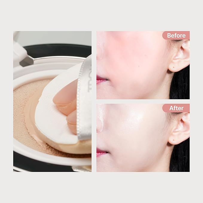 TROIAREUKE A+ Cushion Foundation (Shade 21) I Natural Coverage Foundation Makeup, Moisturizing Finish for Sensitive, Oily, Combination Skin, Skin Care Cushion I Korean Aesthetic Makeup