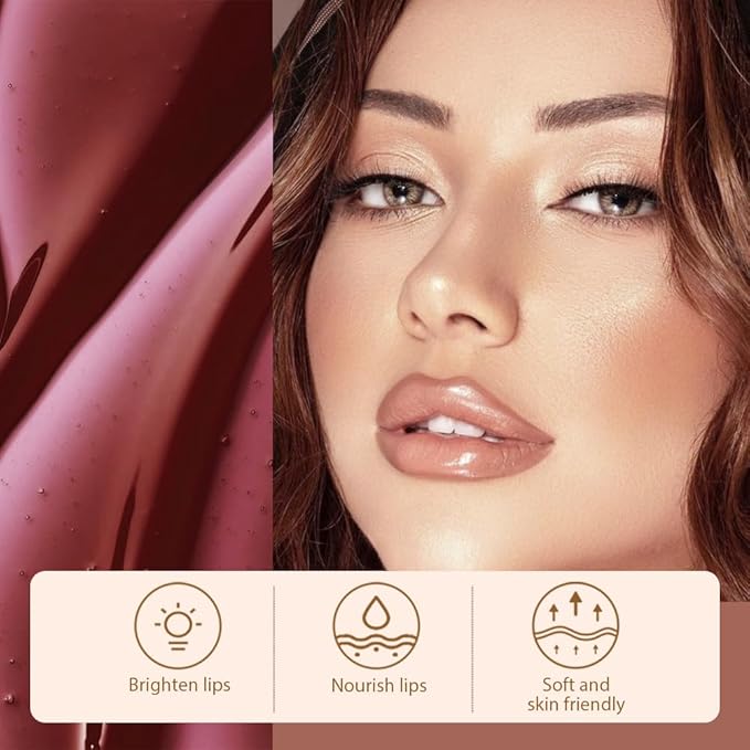 Matte Lip Gloss Stain-Peel Off Lip Liner Tattoo, Brown Peel-Off Lip Tint,Long Lasting Peel Off Lip Stain, Waterproof Transfer-proof Lip Mask Lip Liner Peel Off Lip Gloss,Stayn Lip Makeup.02#