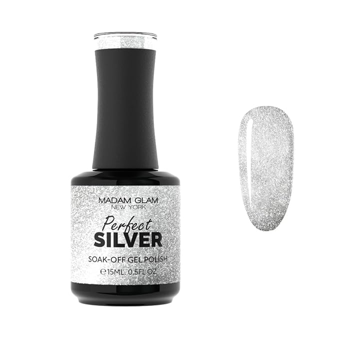 Madam Glam Perfect Silver HEMA FREE Formula VIP Diamond Gel 15 ML perfect for UV and LED Lamp
