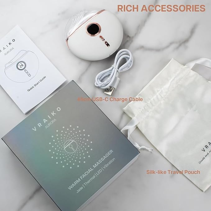 Alpenglow Electric Gua Sha Device, Rose Quartz Gua Sha Facial Tools with Heat and Vibration, Gua Sha Face Massager for Lymphatic Drainage, Lift, Puffiness, Rejuvenation Natural Glow (White)