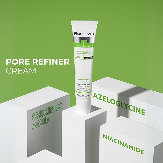 Pore Perfecting Cream - Helps Unclog Pores, Refine Texture, Reduce Shine, Remove Blackheads, Niacinamide Moisturizer for Oily & Combination Skin, COMEDERM, 1.35 fl oz