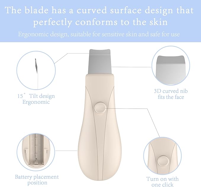 Skin Scrubber Face Spatula Skin Spatula Pore Cleaner Blackhead Remover Tools for Facial Deep Cleansing Skin Care Tool for Men and Women (Beige)