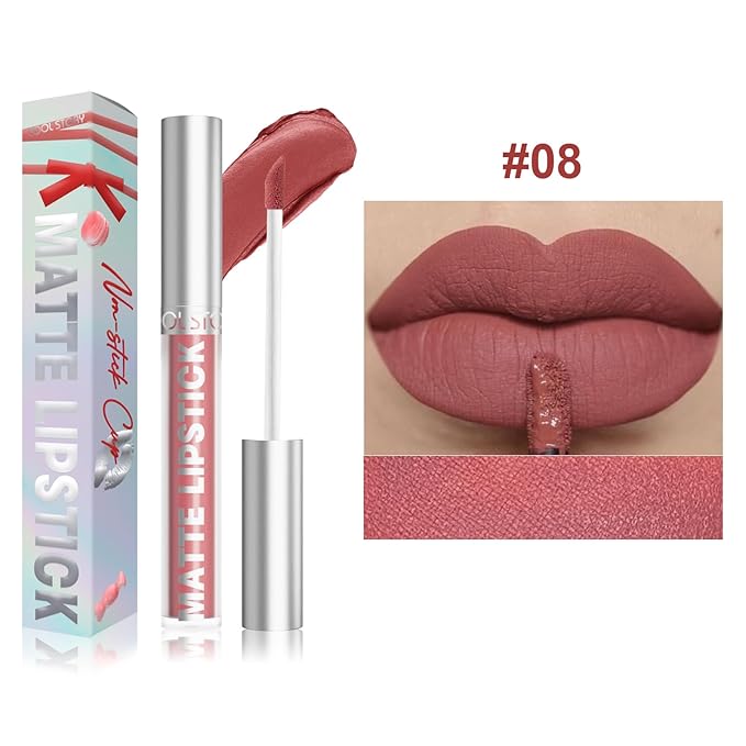 Matte Lip Gloss Stain Color Tint Long-Lasting Waterproof Formula (08)
