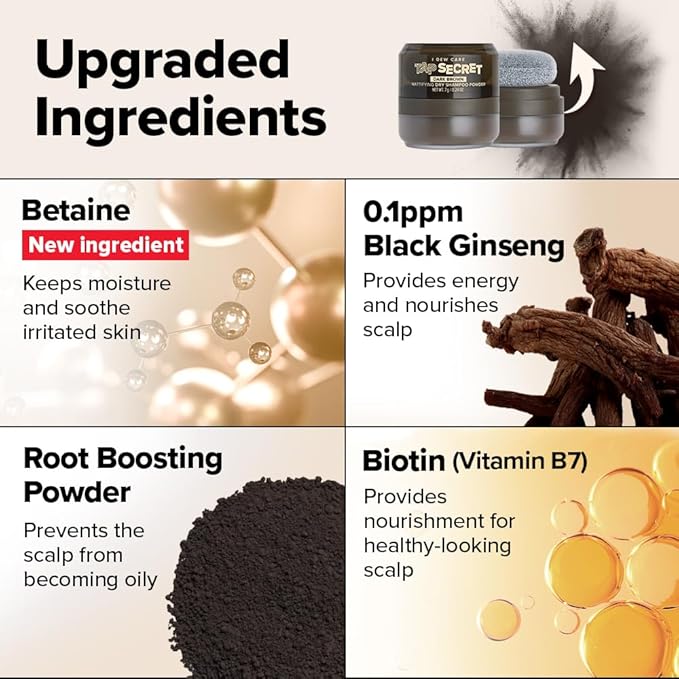 I DEW CARE Tap Secret Dry Shampoo Powder with Biotin - Tap Secret Dark Brown Duo Set | Strengthening & Volumizing, Refillable, Travel size, Non-aerosol, Brunette, Korean Ginseng, 0.24 Oz * 2ea