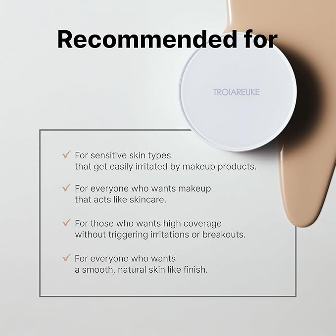 TROIAREUKE A+ Cushion Foundation (Shade 21) I Natural Coverage Foundation Makeup, Moisturizing Finish for Sensitive, Oily, Combination Skin, Skin Care Cushion I Korean Aesthetic Makeup