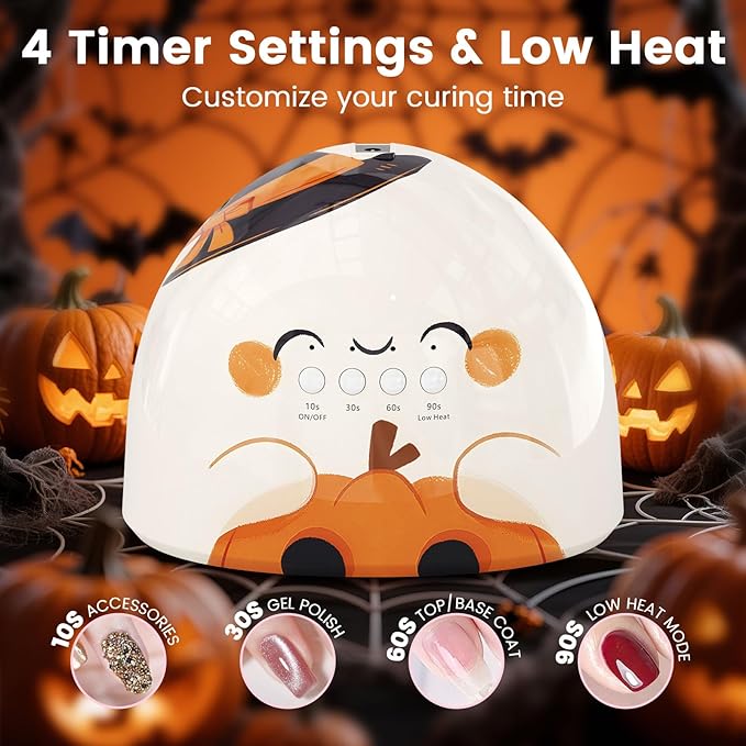 Lavinda Halloween UV LED Nail Lamp Limited Edition, 48W Nail Dryer for All Gel Polish, Professional UV Light for Nails with 4 Timers, Smart Sensor & Detachable Base for Hands & Feet DIY Manicure