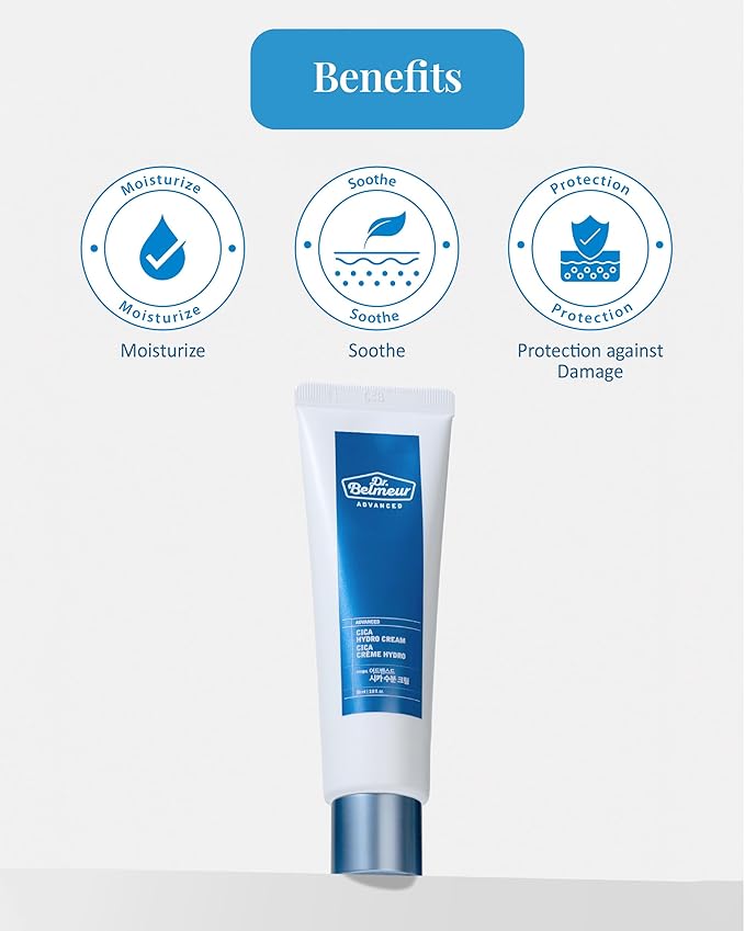Advanced Cica Hydro Cream (2fl oz) - Soothing, Barrier-Strengthening Face Moisturizer for Sensitive Skin. Korean Skin Care. Centella Asiatica, Hyaluronic Acid.