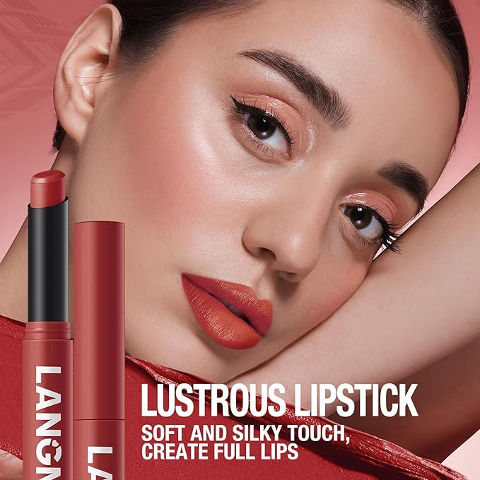 Jolilab 2Pcs Velvet Matte Lipstick Nude Matte Soft Dark Color Stick High Pigmented Long-Lasting Waterproof Lip Stick Lip Balm Beauty Cosmetics Gift for Girls and Women(03#+04#